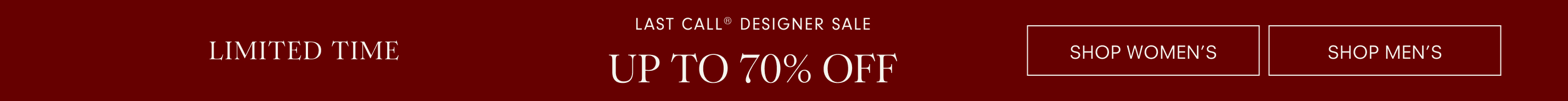Homepage Banner: Last Call Sale [Two CTA]